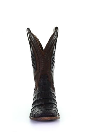 Corral Men's Dark Brown Oiled Caiman Boots w/Embroidered & Woven Shaft #3