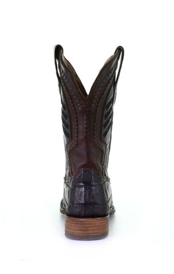 Corral Men's Dark Brown Oiled Caiman Boots w/Embroidered & Woven Shaft #4