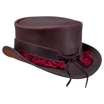 Steampunk Hatter Marlow Top Hat w/Portrait Band - Brown/Burgundy/Size MD #3