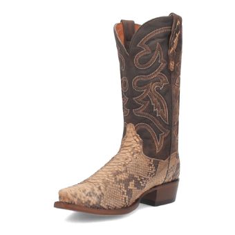 Dan Post Men's Sturgis Snip Toe Python Western Boots - Sand/Brown #8