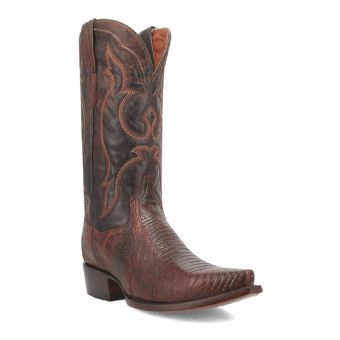 Dan Post Men's Hearst Snip Toe Lizard Western Boots - Cognac/Brown
