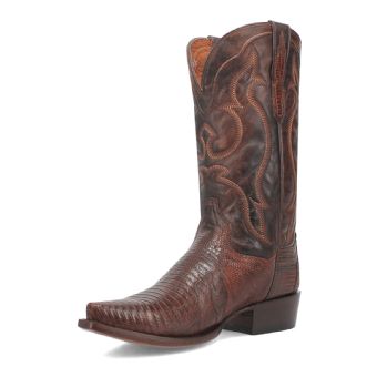 Dan Post Men's Hearst Snip Toe Lizard Western Boots - Cognac/Brown #8