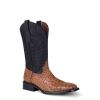 Circle G Men's Full Quill Ostrich Square Toe Boots - Tan/Black