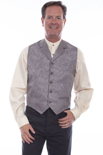Scully Men's Rangewear Silk Paisley Vest - Grey