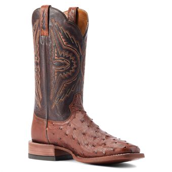 Ariat Men's Broncy Full Quill Ostrich Western Boots - Cinnamon/Dark Auburn #4