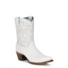 Corral Women's Snip Toe White Embroidery Shorty Boots