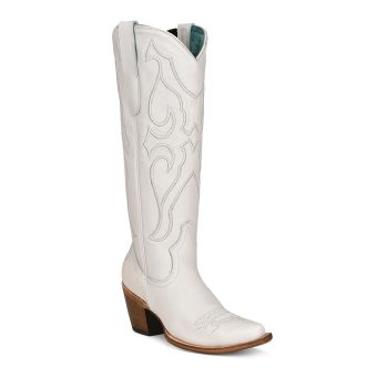 Corral Women's Snip Toe White Embroidery Tall Boots