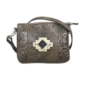 American West Navajo Soul Multi-Compartment Crossbody - Distressed Charcoal