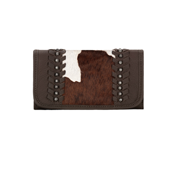 American West Cow Town Ladies' Tri-Fold Wallet - Chocolate/Pony Hair #1