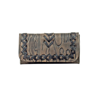 American West Driftwood Tri-Fold Wallet - Distressed Charcoal