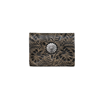 American West Small Ladies' Concho Tri-Fold Wallet - Distressed Charcoal