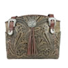 American West Lariats And Lace Zip Top Tote w/ Secret Compartment - Charcoal Brown