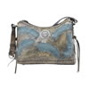American West Sacred Bird Leather Shoulder Bag - Charcoal/Turquoise