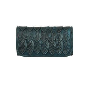 American West Freedom Feather Ladies' Tri-fold Wallet - Dark Turquoise #1