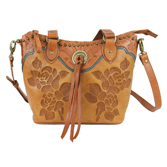 American West Texas Rose Small Bucket Tote - Natural Tan