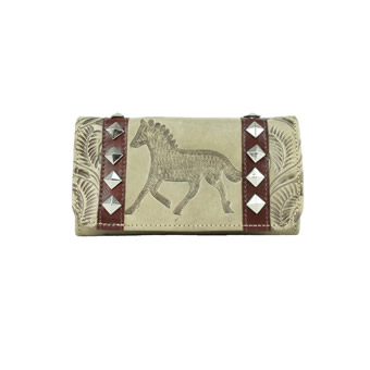 American West Hitchin' Post Tri-Fold Wallet - Sand