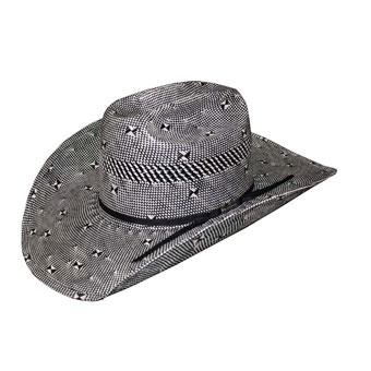 American Hat Co 20★ 7600 Fancy Weave Vented Straw Hat - Ivory/Black