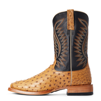 Ariat Men's Gallup Full-Quill Ostrich Boots - Tan/Negro #2