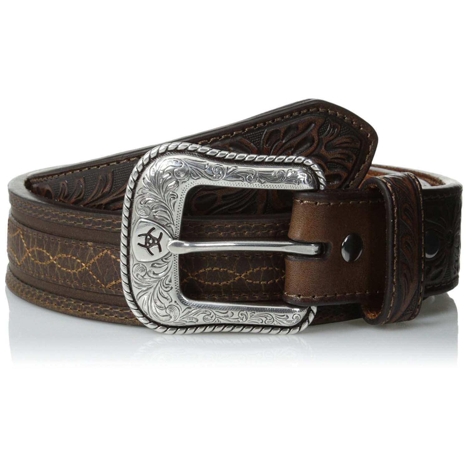 Pungo Ridge - Ariat Men's Barbed Wire Stitched Leather Belt - Brown ...