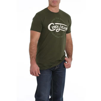 Cinch Men's S/S Jersey Tee Shirt - Heather Olive #2
