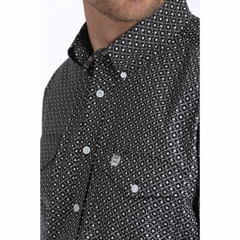 Cinch Men's L/S Club Print Button-Down Shirt - Black #4