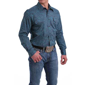 Cinch Men's L/S Navy Paisley Modern Fit Snap Western Shirt #2