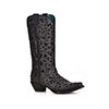 Corral Ladies Black Floral Overlay/Embroidery Boots w/Studs