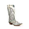 Corral Ladies White/Turquoise Chameleon Sun Fashion Boots w/Glitter Inlay