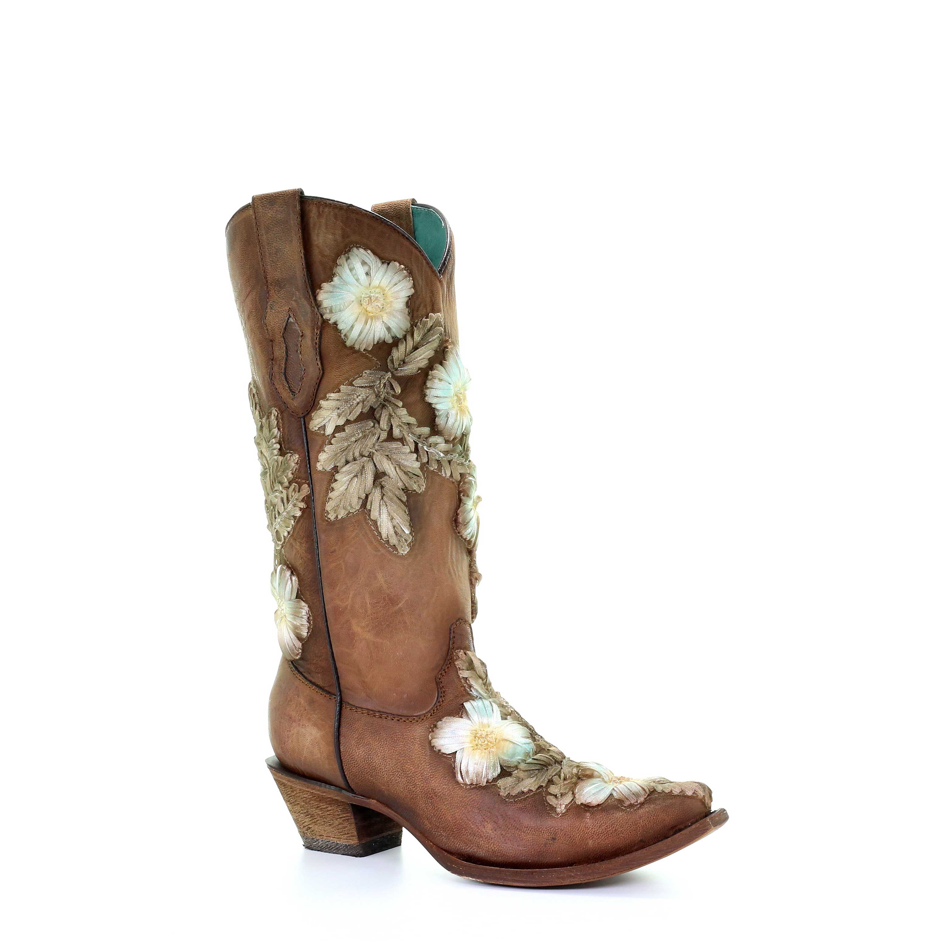 Pungo Ridge - Corral Women's Tobacco Hand Painted Woven Flowers Boots ...