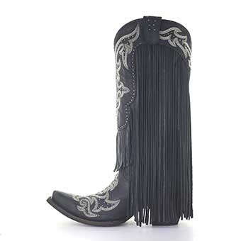 Corral Ladies Tall Fringed Lambskin Boots w/Studs & Embroidery #3