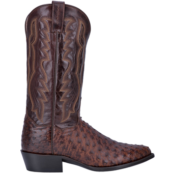 Dan Post Men's Pershing Full Quill Ostrich R Toe Western Boots - Brass #2