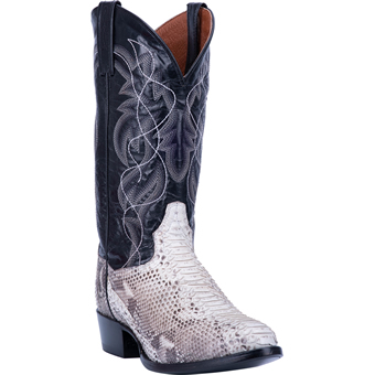 Dan Post Men's Manning R Toe Python Western Boots - Black/White #1