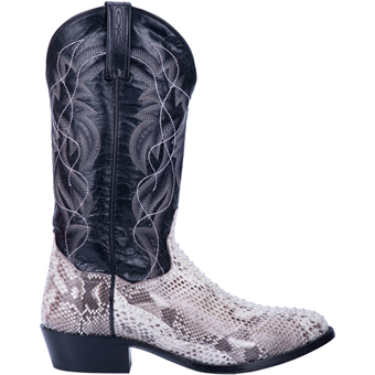 Dan Post Men's Manning R Toe Python Western Boots - Black/White #2