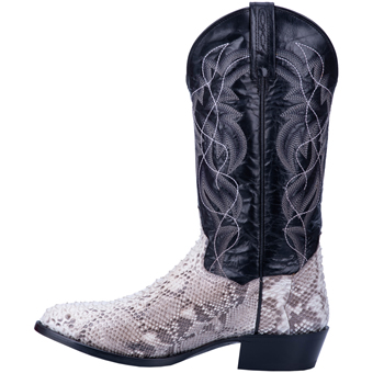 Dan Post Men's Manning R Toe Python Western Boots - Black/White #3
