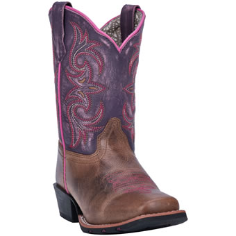Dan Post Children's Majesty Cowboy Boots - Brown/Purple #1