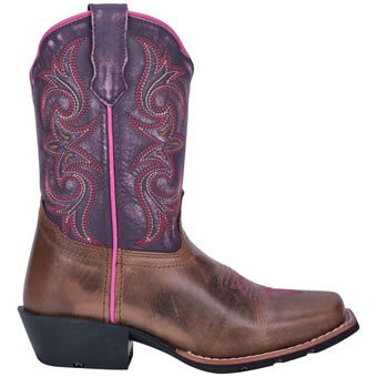 Dan Post Children's Majesty Cowboy Boots - Brown/Purple #2
