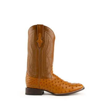 Ferrini Men's Colt Full Quill Ostrich Square Toe Boots - Cognac #4