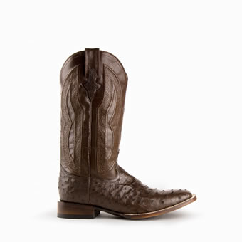 Ferrini Men's Colt Full Quill Ostrich Square Toe Boots - Chocolate #4