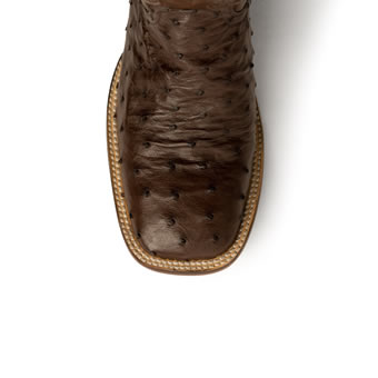 Ferrini Men's Colt Full Quill Ostrich Square Toe Boots - Chocolate #6
