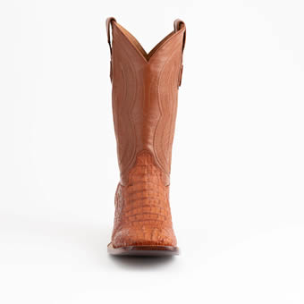 Ferrini Men's Dakota Genuine Caiman Crocodile Square Toe Boots - Cognac #4