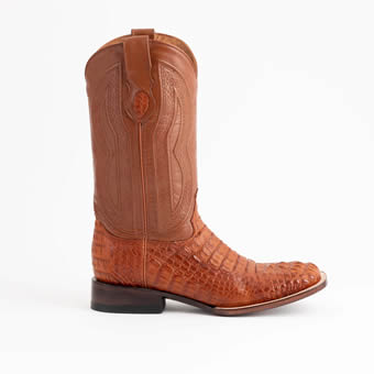 Ferrini Men's Dakota Genuine Caiman Crocodile Square Toe Boots - Cognac #2