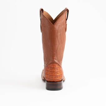 Ferrini Men's Dakota Genuine Caiman Crocodile Square Toe Boots - Cognac #5