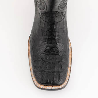 Ferrini Men's Dakota Genuine Caiman Square Toe Western Boots - Black #3