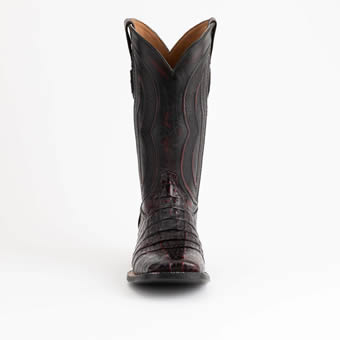 Ferrini Men's Dakota Genuine Caiman Crocodile Square Toe Boots - Black Cherry #4