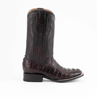 Ferrini Men's Dakota Genuine Caiman Crocodile Square Toe Boots - Black Cherry #2