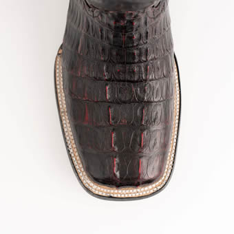 Ferrini Men's Dakota Genuine Caiman Crocodile Square Toe Boots - Black Cherry #3