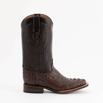 Ferrini Men's Dakota Genuine Caiman Square Toe Western Boots - Brown #2