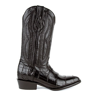 Ferrini Men's Stallion American Alligator R Toe Boots - Black #2