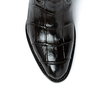 Ferrini Men's Stallion American Alligator R Toe Boots - Black #3
