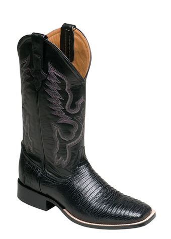 Ferrini Men's Taylor Teju Lizard Square Toe Western Boots - Black